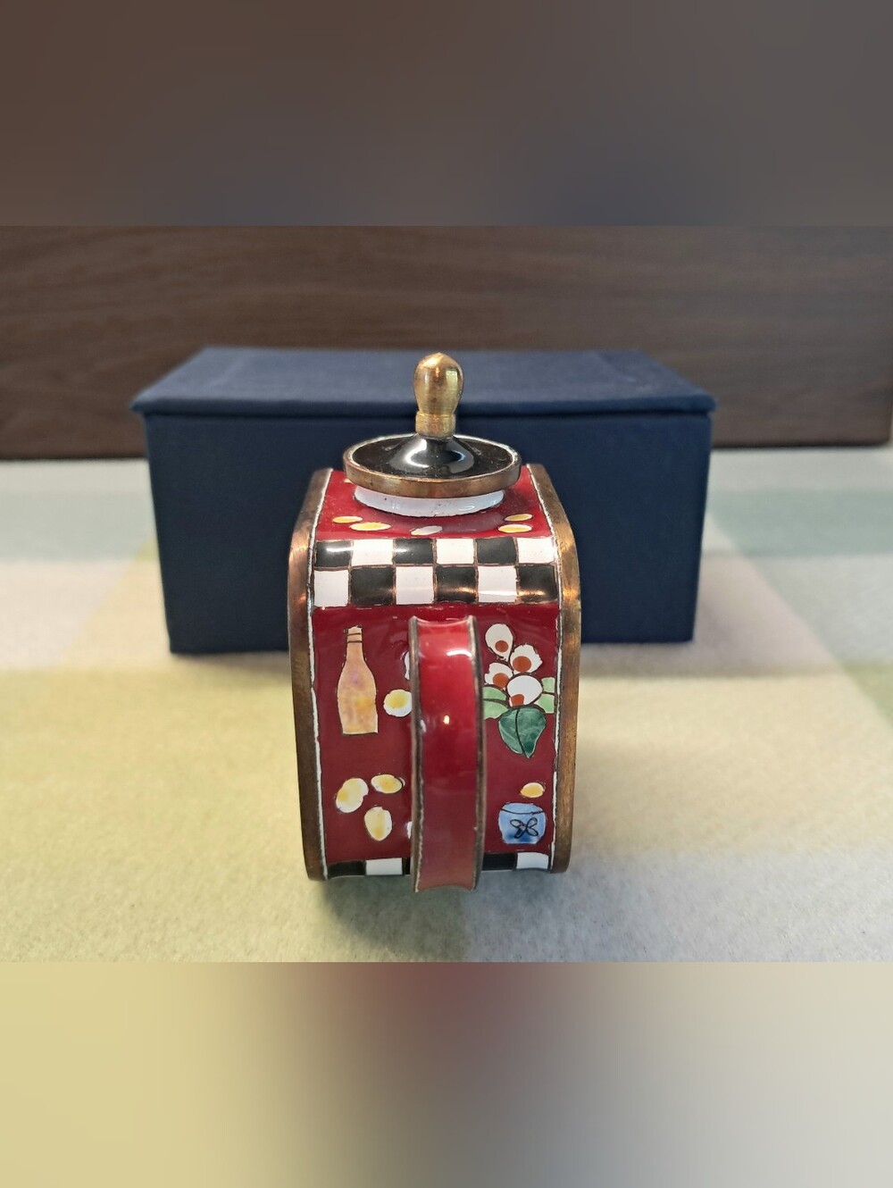 Charlotte Di Vita Trade+Aid Miniature Copper Enamel Teapot 610 Red Matisse - Picture 3 of 7